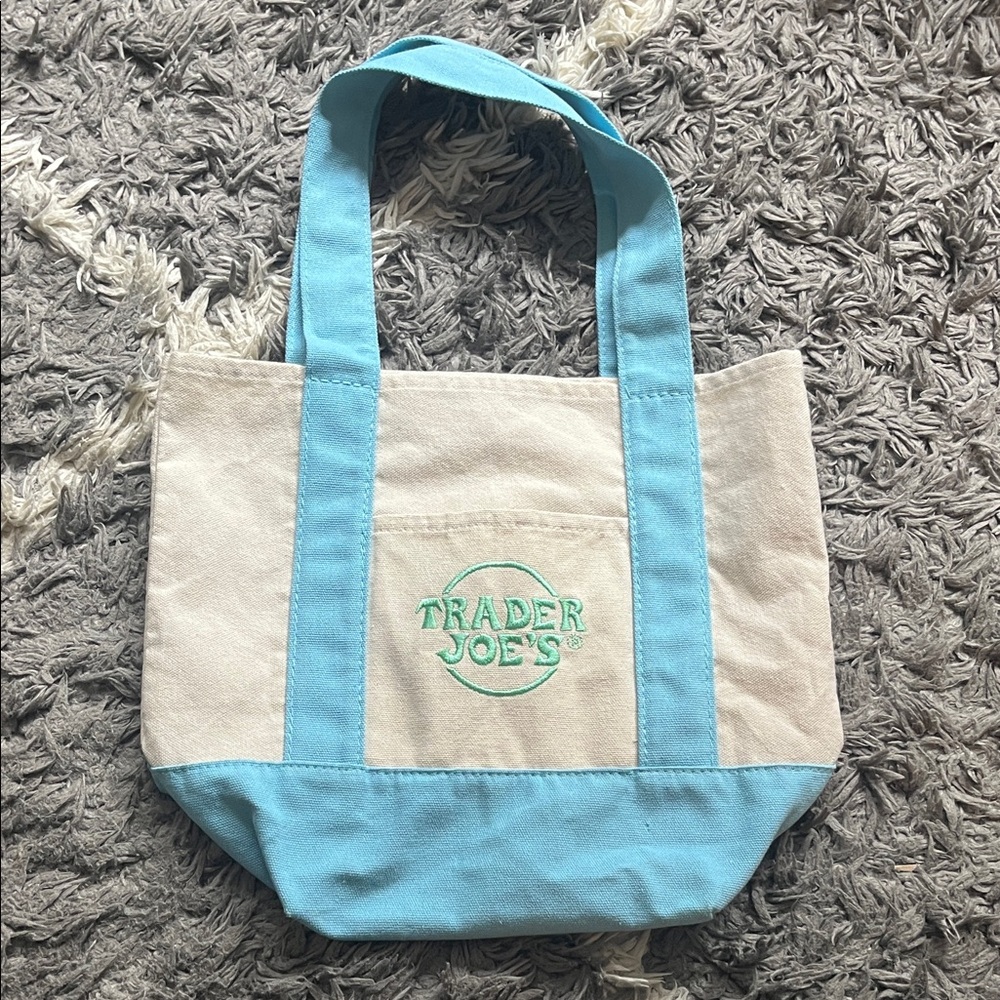 Trader Joe’s mini tote. Pastel drop. Blue. Pre-owned.